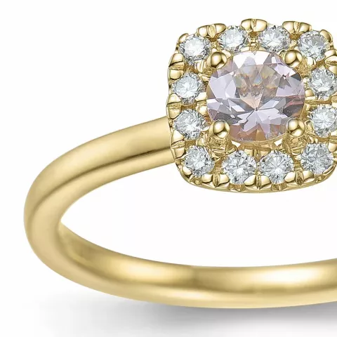 vierkant morganiet diamant ring in 14 karaat goud 0,22 ct 0,14 ct
