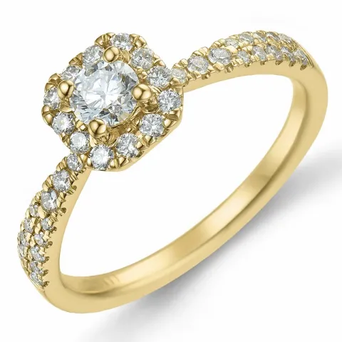 vierkant diamant hart ring in 14 karaat goud 0,26 ct 0,30 ct