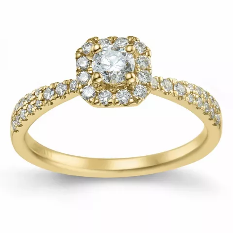 vierkant diamant hart ring in 14 karaat goud 0,26 ct 0,30 ct