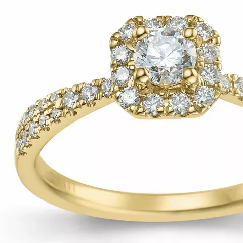 vierkant diamant hart ring in 14 karaat goud 0,26 ct 0,30 ct