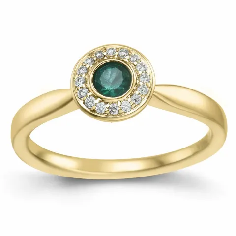 rond smaragd briljant ring in 14 karaat goud 0,22 ct 0,136 ct