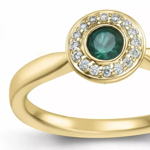 rond smaragd briljant ring in 14 karaat goud 0,22 ct 0,136 ct