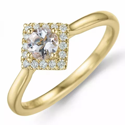 vierkant morganiet diamant ring in 14 karaat goud 0,32 ct 0,112 ct