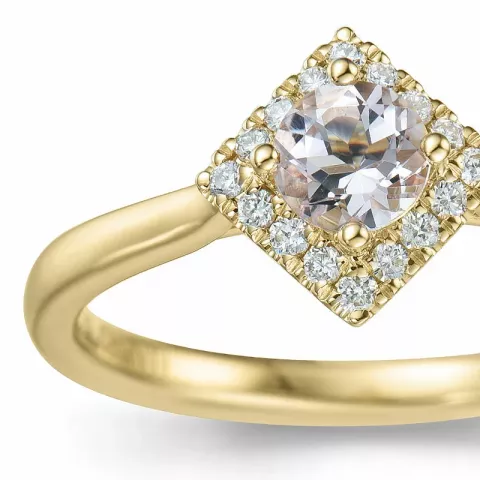 vierkant morganiet diamant ring in 14 karaat goud 0,32 ct 0,112 ct