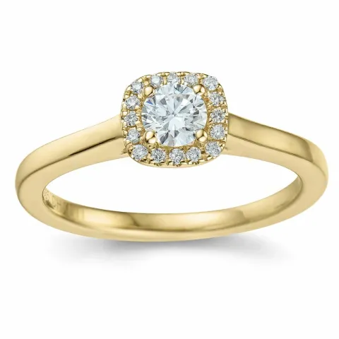 vierkant diamant ring in 14 karaat goud 0,26 ct 0,064 ct