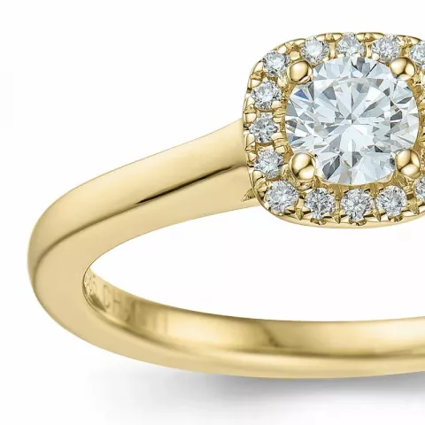 vierkant diamant ring in 14 karaat goud 0,26 ct 0,064 ct