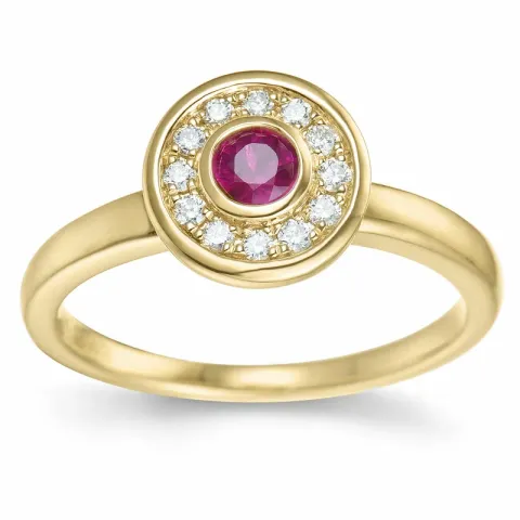 rond robijn briljant ring in 14 karaat goud 0,306 ct 0,132 ct