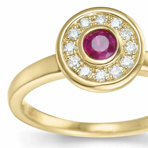 rond robijn briljant ring in 14 karaat goud 0,306 ct 0,132 ct