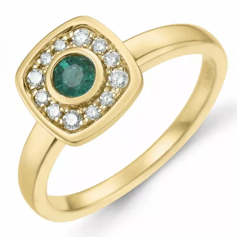 vierkant smaragd briljant ring in 14 karaat goud 0,22 ct 0,132 ct