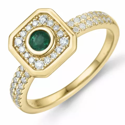 vierkant smaragd diamant ring in 14 karaat goud 0,22 ct 0,308 ct