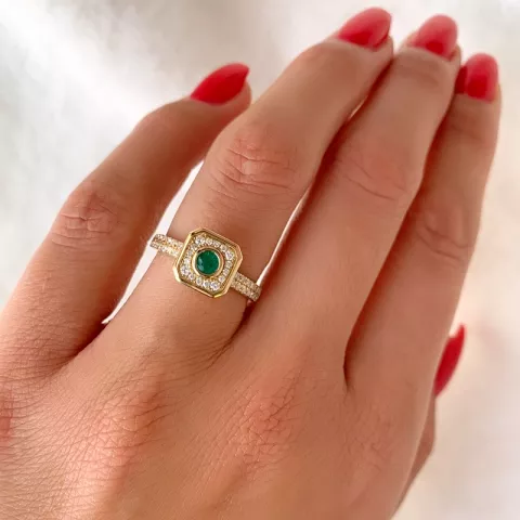 vierkant smaragd diamant ring in 14 karaat goud 0,22 ct 0,308 ct