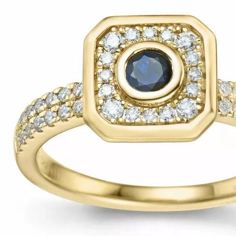vierkant saffier diamant ring in 14 karaat goud 0,306 ct 0,308 ct