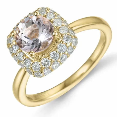 elegant vierkant morganiet diamant ring in 14 karaat goud 0,98 ct 0,624 ct