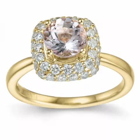 elegant vierkant morganiet diamant ring in 14 karaat goud 0,98 ct 0,624 ct
