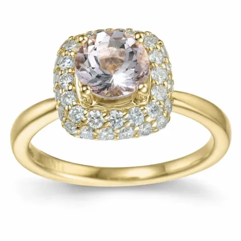 elegant vierkant morganiet diamant ring in 14 karaat goud 0,98 ct 0,624 ct