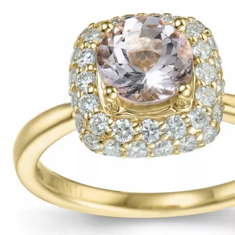 elegant vierkant morganiet diamant ring in 14 karaat goud 0,98 ct 0,624 ct