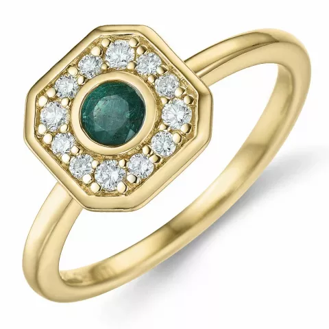 vierkant smaragd diamant ring in 14 karaat goud 0,22 ct 0,192 ct
