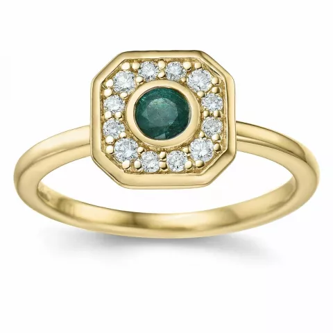 vierkant smaragd diamant ring in 14 karaat goud 0,22 ct 0,192 ct