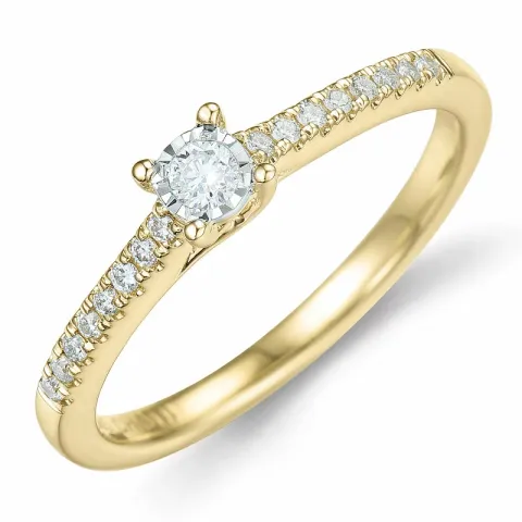 diamant ring in 14 karaat goud-en witgoud 0,057 ct 0,102 ct