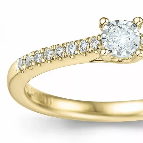 diamant ring in 14 karaat goud-en witgoud 0,057 ct 0,102 ct