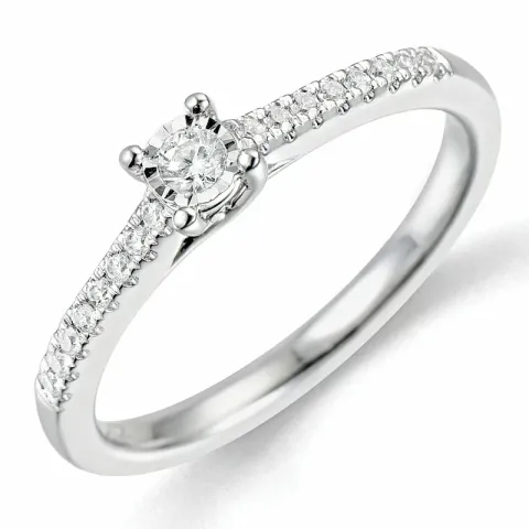 diamant ring in 14 karaat witgoud 0,057 ct 0,102 ct