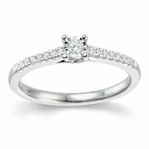 diamant ring in 14 karaat witgoud 0,057 ct 0,102 ct