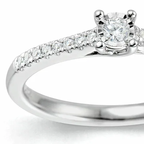 diamant ring in 14 karaat witgoud 0,057 ct 0,102 ct