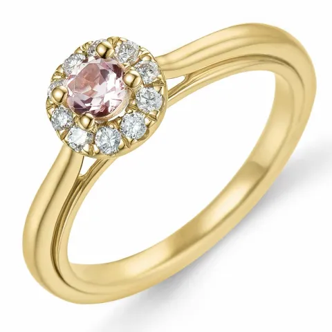 morganiet diamant ring in 14 karaat goud 0,19 ct 0,15 ct