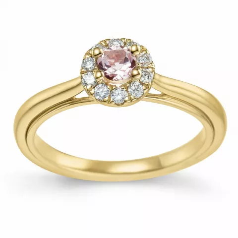 morganiet diamant ring in 14 karaat goud 0,19 ct 0,15 ct