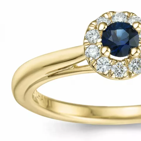 saffier diamant ring in 14 karaat goud 0,306 ct 0,15 ct