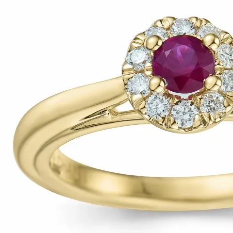 robijn diamant ring in 14 karaat goud 0,306 ct 0,15 ct
