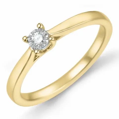 diamant solitaire ring in 14 karaat goud 0,051 ct