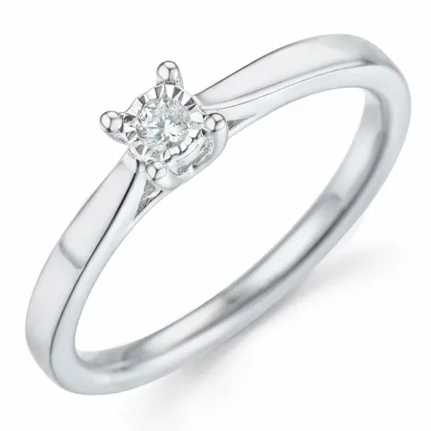 diamant solitaire ring in 14 karaat witgoud 0,051 ct