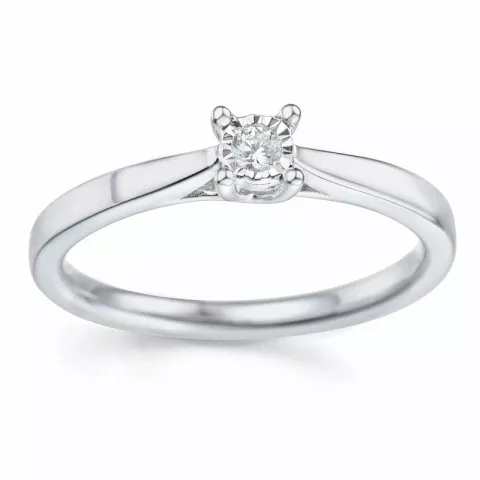 diamant solitaire ring in 14 karaat witgoud 0,051 ct