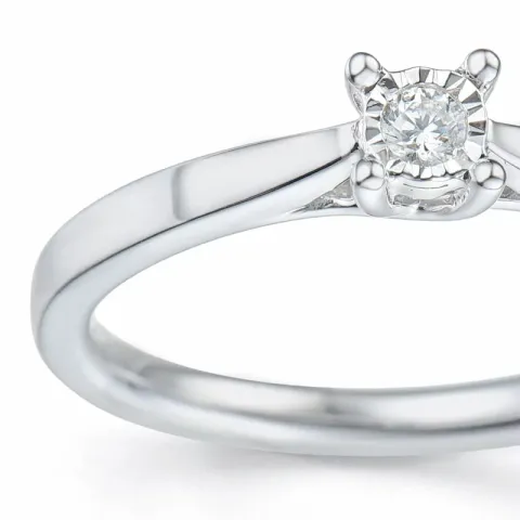 diamant solitaire ring in 14 karaat witgoud 0,051 ct