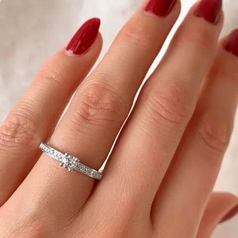 diamant ring in 14 karaat witgoud 0,20 ct 0,136 ct