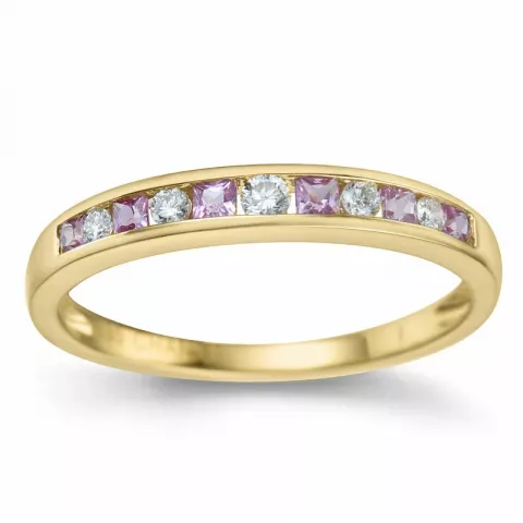 pink saffier briljant ring in 14 karaat goud 0,109 ct 0,18 ct 0,06 ct