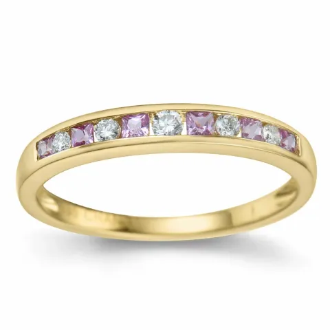 pink saffier briljant ring in 14 karaat goud 0,109 ct 0,18 ct 0,06 ct