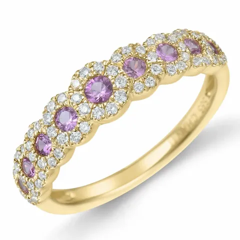 pink saffier diamant ring in 14 karaat goud 0,468 ct 0,232 ct