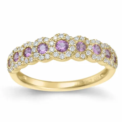 pink saffier diamant ring in 14 karaat goud 0,468 ct 0,232 ct