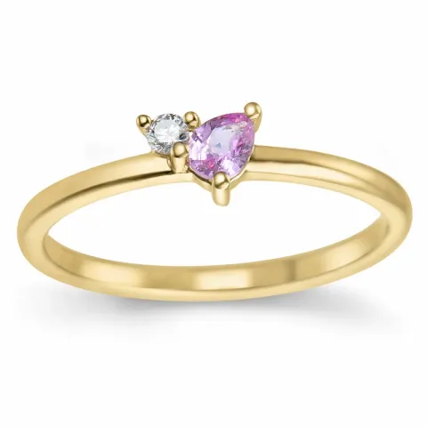 pink saffier diamant ring in 14 karaat goud 0,04 ct 0,22 ct