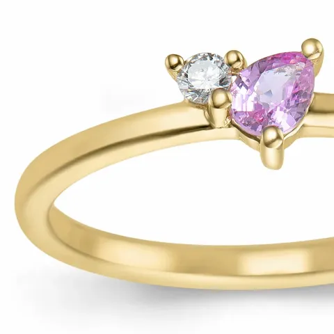 pink saffier diamant ring in 14 karaat goud 0,04 ct 0,22 ct