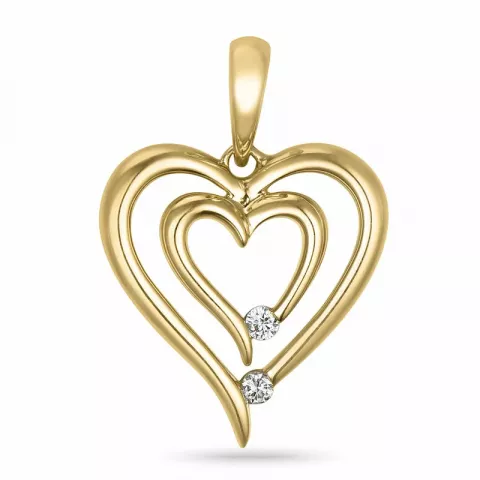 hart diamant hanger in 14 caraat goud 0,044 ct