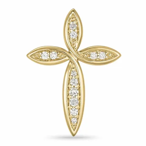 kruis diamant hanger in 14 caraat goud 0,120 ct