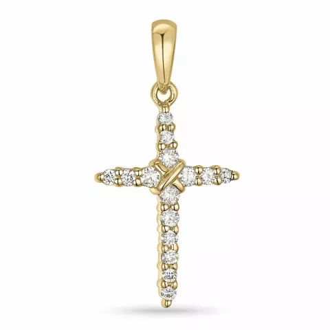 kruis diamant hanger in 14 caraat goud 0,15 ct