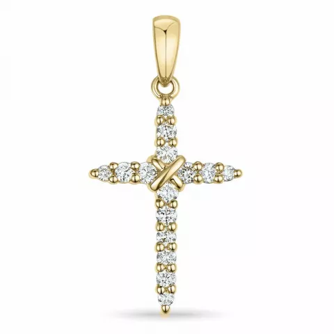 kruis diamant hanger in 14 caraat goud 0,25 ct