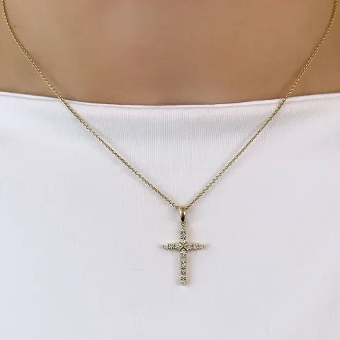 kruis diamant hanger in 14 caraat goud 0,33 ct