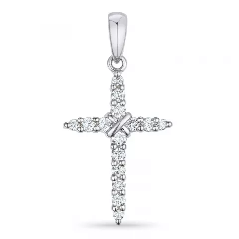 kruis diamant hanger in 14 caraat witgoud 0,50 ct