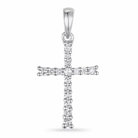 kruis diamant hanger in 14 caraat witgoud 0,155 ct