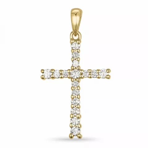 kruis diamant hanger in 14 caraat goud 0,33 ct